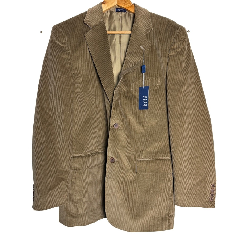 Meeting Street Blazer Mens 42R Tan Corduroy 2-Button Sport Coat NEW